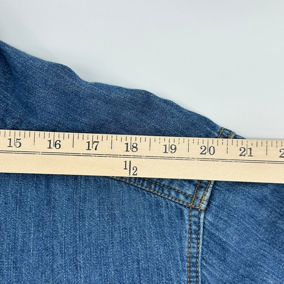 Columbia Men's Large Regular Fit Denim Shirt Plaid Flannel Lined Long Sleeve - Picture 8 of 11